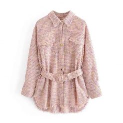 Boho Chic Clothing POCKET TASSEL PLAID TWEED JACKET